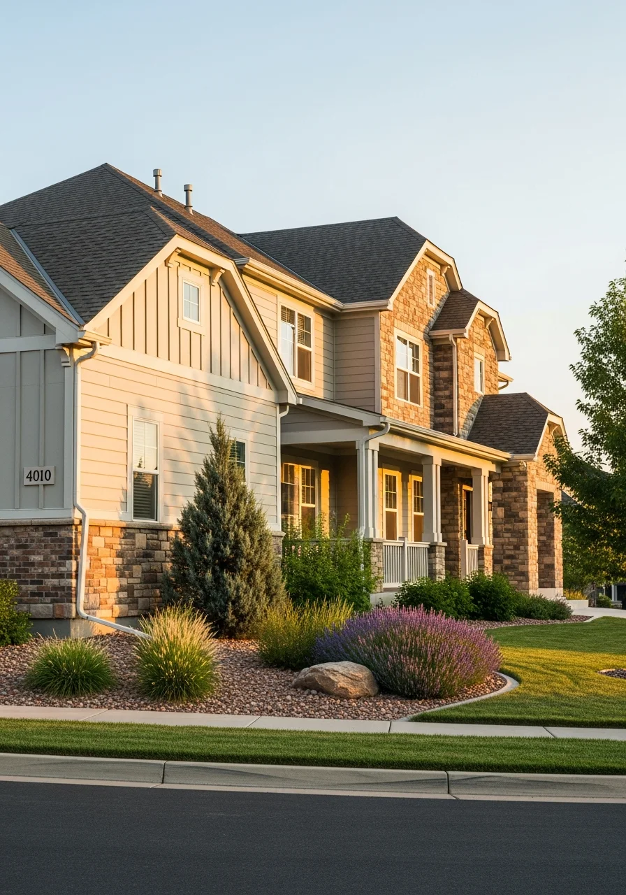 Close-up of a well-maintained home exterior in Lakewood or Arvada, highlighting quality craftsmanship and curb appeal.